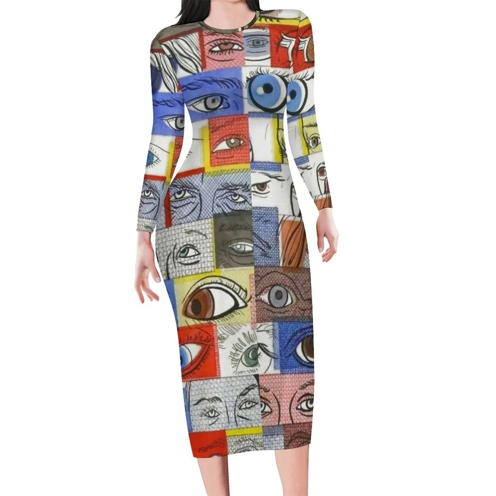 

Платье с изображением граффити из мультфильмов, необычное и необычное облегающее платье с изображением глазных Яблоков, красивые платья, п...