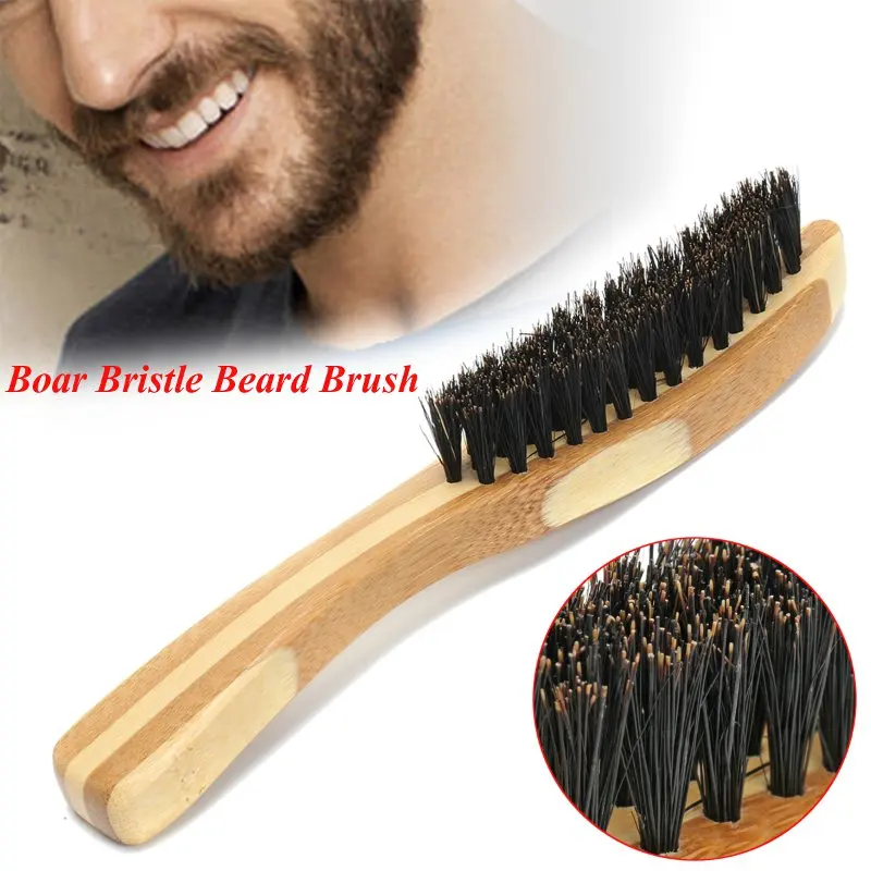 

Beard Shaving Brush Boar Bristle for Men's Mustache Long Bamboo Handle Cleaning Razor Brush Portable Facial Massage Barber Tool