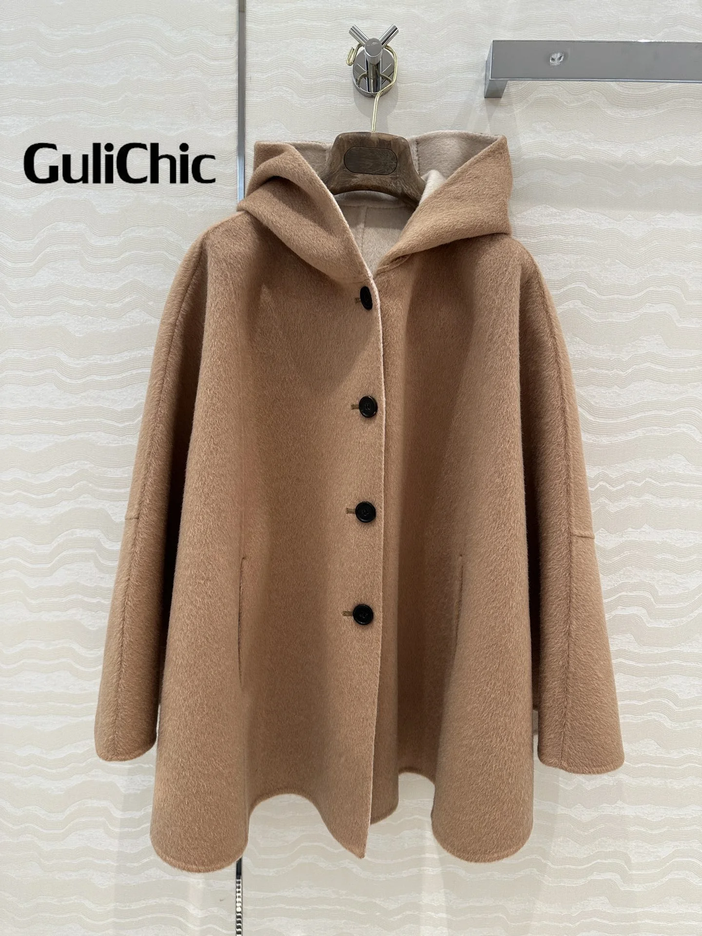 10 7 GuliChic Женская одежда элегантная кашемировая шерстяная свободная накидка с