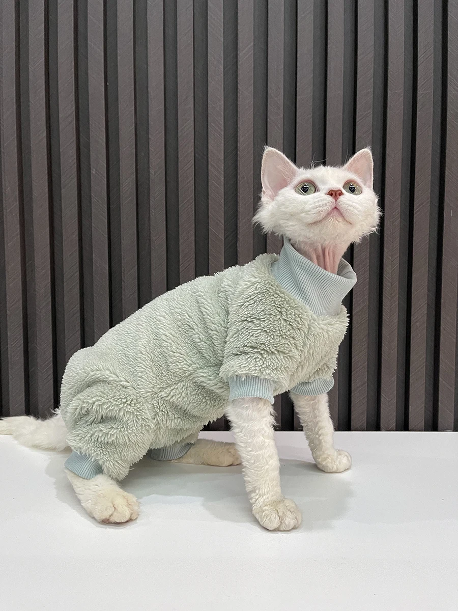 

Luxury Warm Cat Cloths Sphynx Sweatershirt Devon Rex Coat Turtleneck Undershirt for Sphynx Cat Cotton Pet Undercoat for Kitten