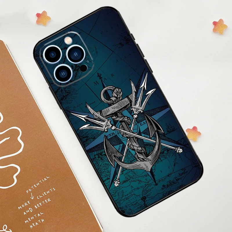 Чехол якорь морской пляж для телефона iPhone 15 14 13 12 11 Pro Max Mini 7 8 Plus XS X XR SE 2022 2020 задняя