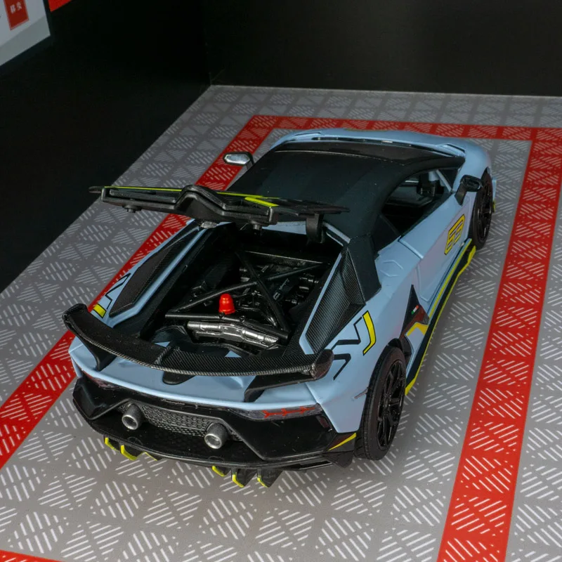 Фото Модель автомобиля Lamborghini Aventador SVJ из сплава металла, масштаб 1:24, с открывающимися дверями и багажником, со звуковыми и световыми эффектами, подарок для любителей суперкаров. №2