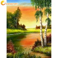 chenistory coloring by numbers landscape tree painting package oil paints paiting by numbers home decor diy crafts for adults
