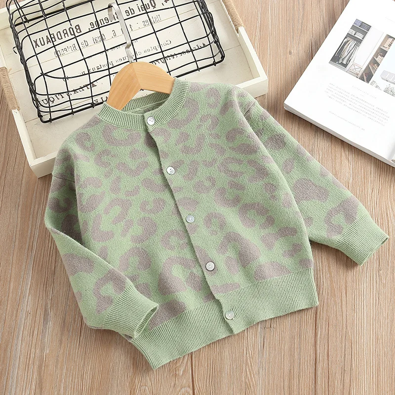 

Baby Girls Outerwear Coat for Girl Fashion Leopard Cardigan Clothing Sweater Outwear Children Kids Autumn Winter Coats 2-8 Years