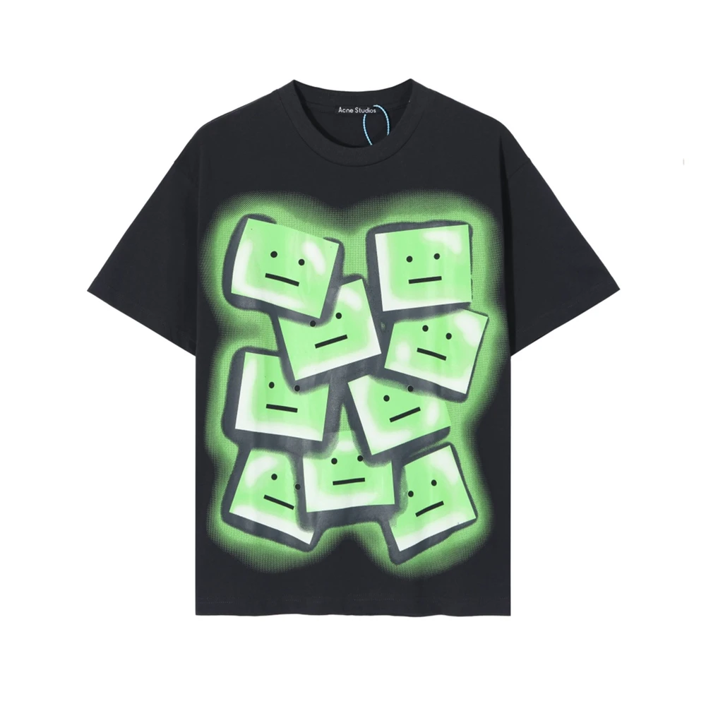 

Футболка с граффити от акне для мужчин и женщин, модная свободная тенниска в стиле оверсайз, уличная одежда с принтом, винтажная повседневна...