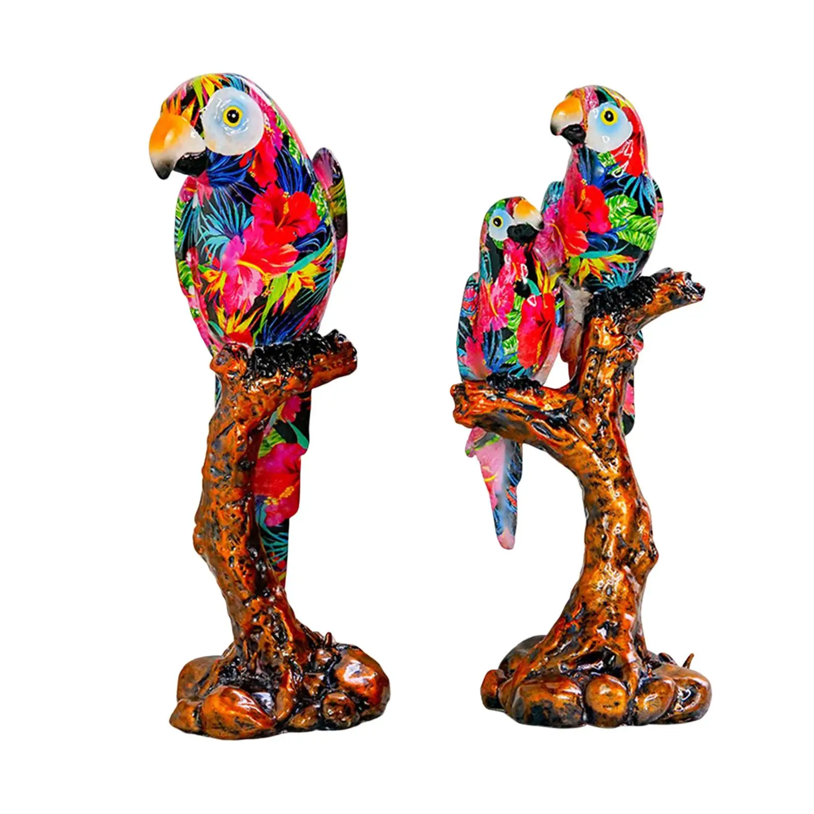 

Creative Parrot Figurine Colorful Resin Sculpture Craft for Shelf Desk Decor