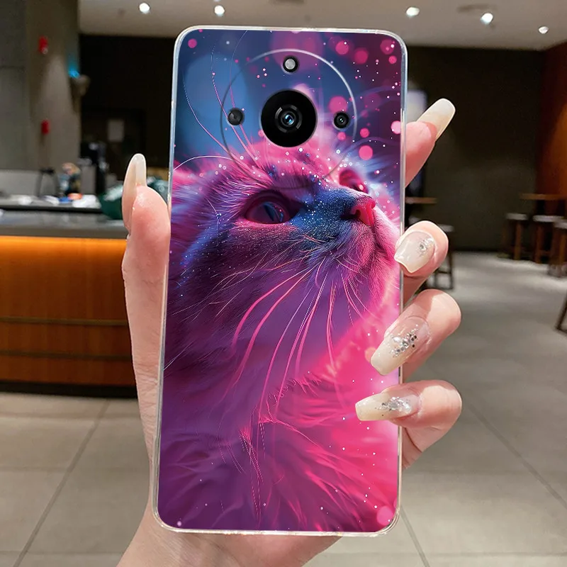 Фото Чехол для телефона Realme 11 Pro+ Plus 5G RMX3740 RMX3741/Realme 11 Pro RMX3771, эстетичный чехол с изображением милого кота, прозрачный мягкий чехол из ТПУ №4