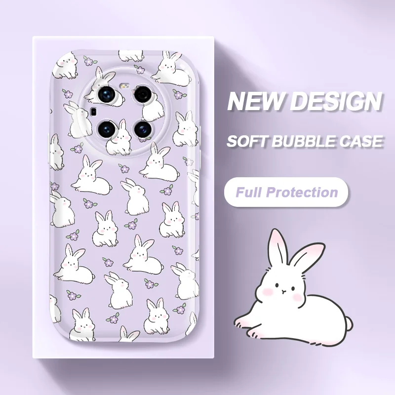 

Soft Bubble Case for Huawei Mate 40 30 Pro 4G 5G Mate 30E 40E Pro Mate 20 Pro Flower Rabbit Shockproof Cell Phone Cover For Girl