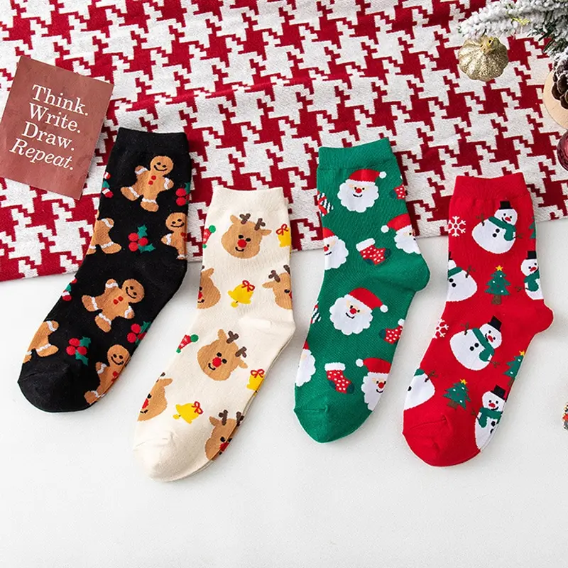 

1Pair Christmas Socks Woman Funny Santa Claus Christmas snowman Socks Kawaii Cartoon Animal Girl Cute Novel Christmas Gift Socks