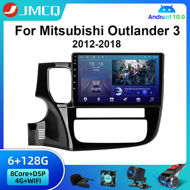 Автомобильный радиоприемник JMCQ Android 10 4G для Mitsubishi Outlander 3 GF0W GG0W 2012-2018