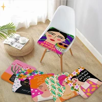 flower plants and print be a kind human girl square seat cushion office dining stool pad sponge sofa mat non slip seat mat