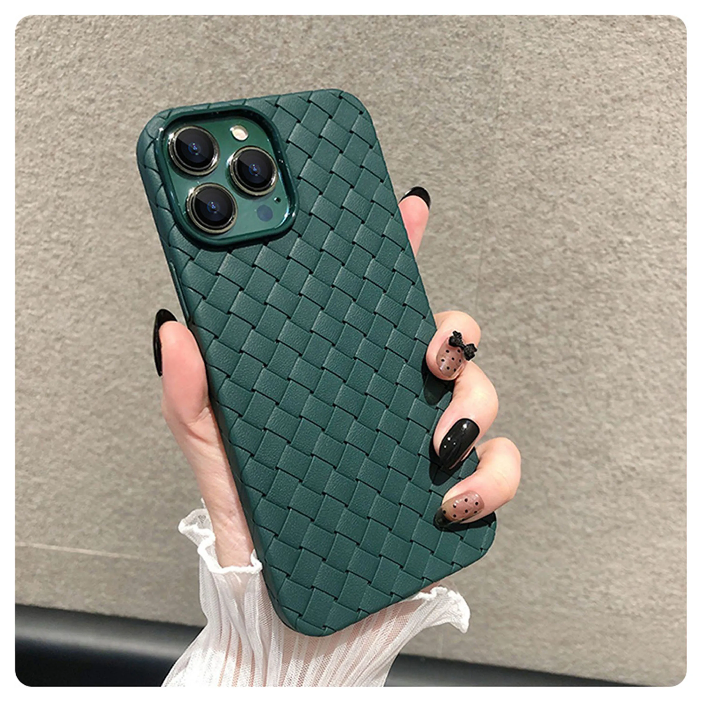 

Breathable Weave Pattern Soft Thin Case For iPhone 14 13 12 mini 11 Pro Max X XR XS Max 7 8 Plus SE 2 3 BV Grid Solid Back Cover