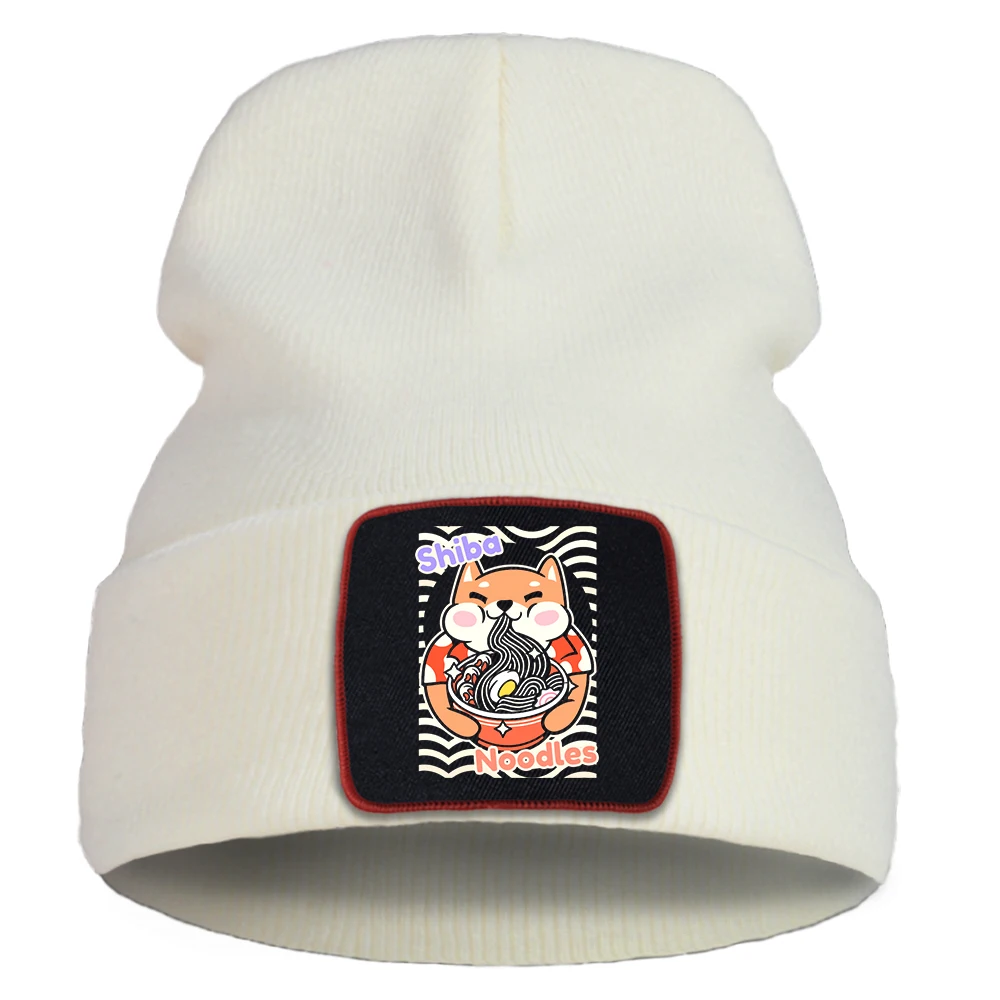 

Симпатичная шапка унисекс в стиле японской собаки лапши Сиба-ину с принтом едущих рамен индивидуальная винтажная вязаная шапка простая жен...