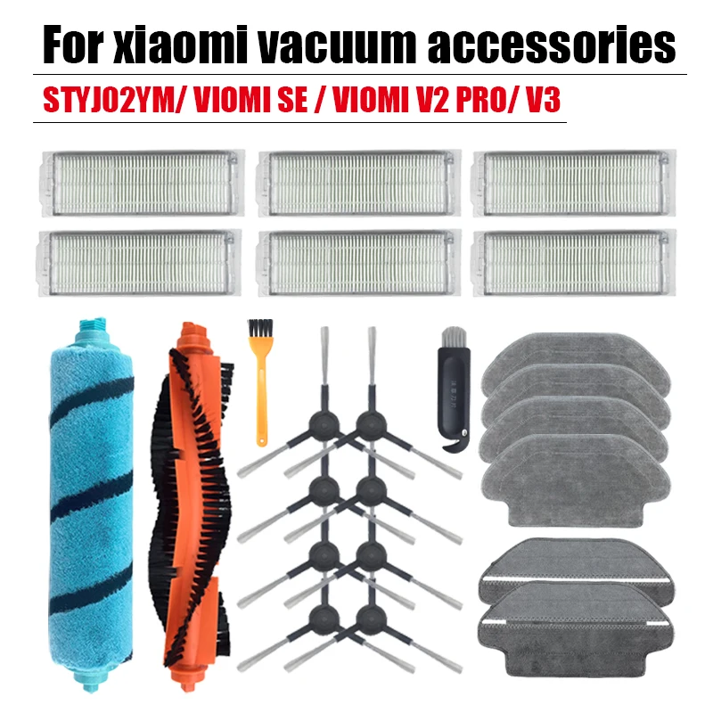 Rolling Brush for Viomi V2 PRO Accessories HEPA Filter Cleaning Cloth For Xiaomi Mijia STYJ02YM Robot Mop Vacuum Cleaner Parts