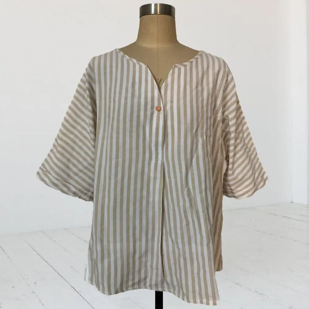 

Шикарные винтажные женские свободные тонкие летние топы с V-образным вырезом и рукавом до локтя, дышащая футболка для улицы