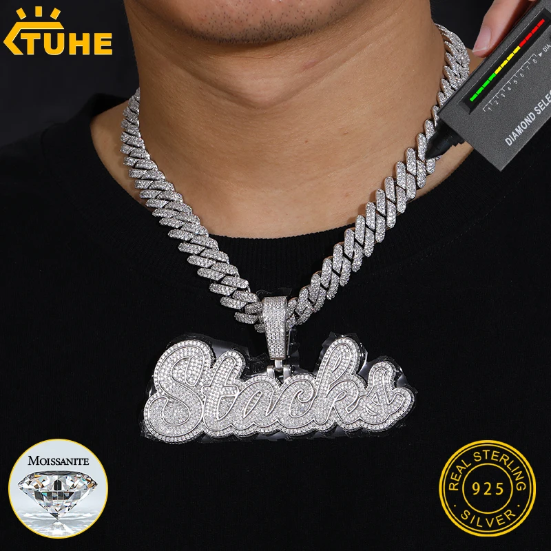 Кулон Мужской из серебра 925 пробы с муассанитом в стиле хип-хоп