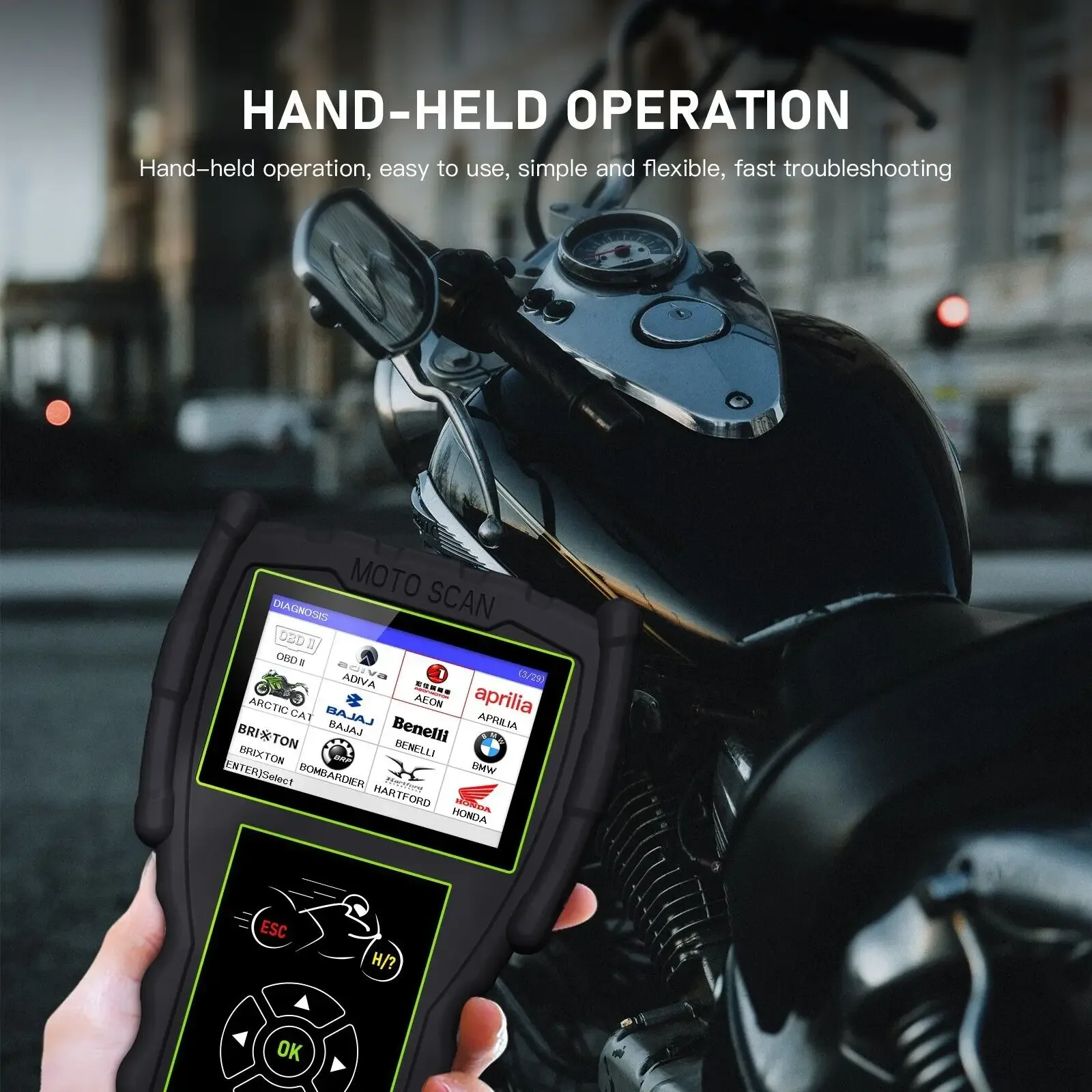 Фото Диагностический сканер для мотоциклов JDiag M100 Pro, OBD2, инструмент для диагностики неисправностей, считыватель кодов для BMW, Kawasaki, Yamaha, Suzuki, KTM №3