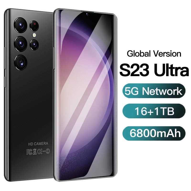 

Смартфон S23 Ultra 6,8 HD, недорогие мобильные телефоны 4G/5G с двумя Sim-картами, Android, разблокированные телефоны 6800 мАч, 48 Мп + 72 МП