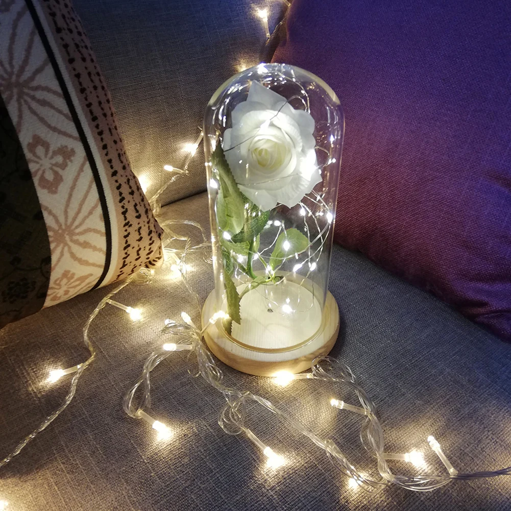 

Rose LED Light Foil Flower Glass Cover Night Lights Valentines Day Gifts Lamp Decor for Home Bedroom Wedding Gift