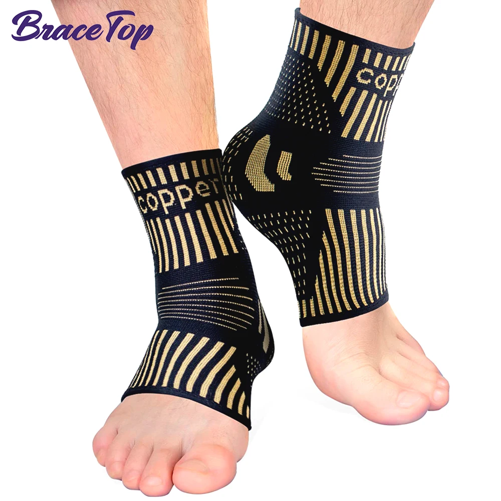 BraceTop 1 Paar Kupfer Ankle Brace Unterstützung Compression Sleeve Socken Plantar Fasciitis Verstauchten Knöchel Achilles Sehne Schmerzen Relief
