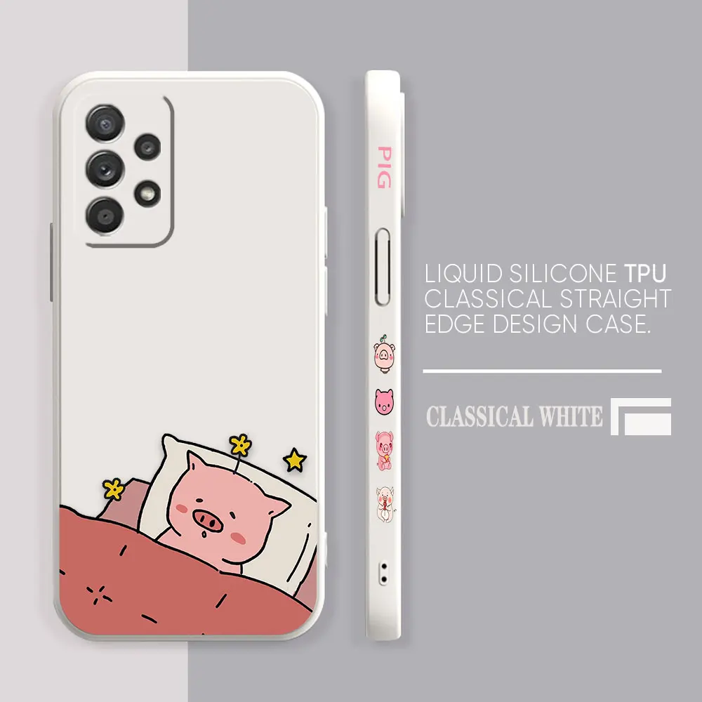 Case For Samsung Galaxy A91 A14 A73 A72 A71 A53 A52 A51 A42 A33 A32 A22 A21S A715F A52S A22S 4G 5G Case Cute Cartoon Pink Piggy