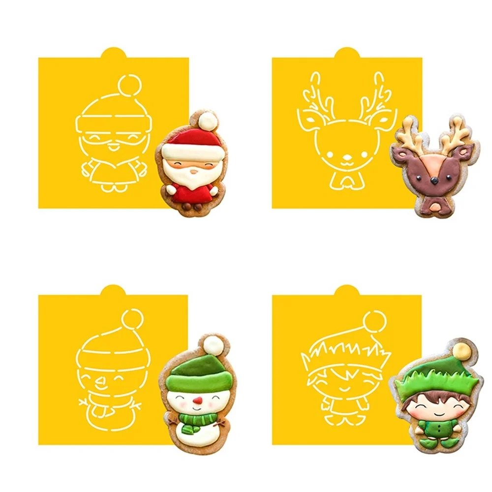 

Cartoon Christmas Santa Claus Fondant Mold Frosting Cookie Cake Baking Printing Mold Coffee Powder Sieve Sugar Sieve Spray Mold