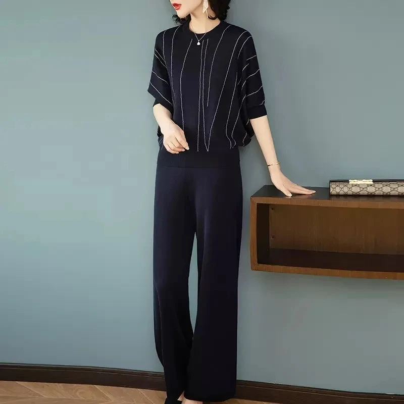 Весенне-летний модный элегантный вязаный костюм для мамы пуловер с рукавами