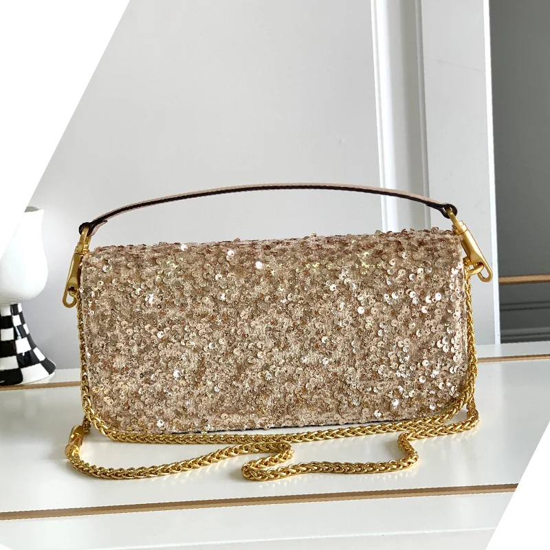 

High quality Crystal bag fashion handbag embroidered sequins dinner bag designer chain handbag new Joker classic diagonal bag
