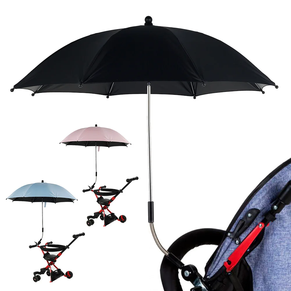 

Pram Parasol Easy Open Wind-resistant Anti-UV Safety Baby Stroller Umbrella Rotatable Adjustable Fixture Compact-fold Sunshade