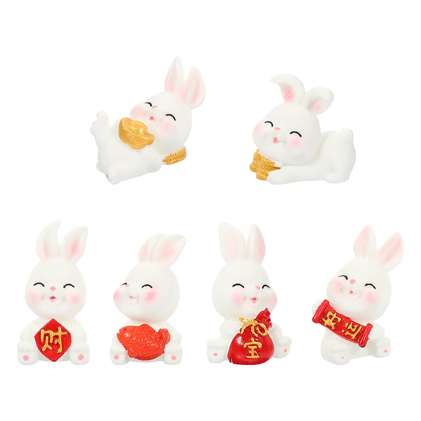 

Rabbit Bunny Miniature Figurines Year Statue New Figurine Mini Chinese Decor Landscape Garden Ornament Figure Tiny Cake