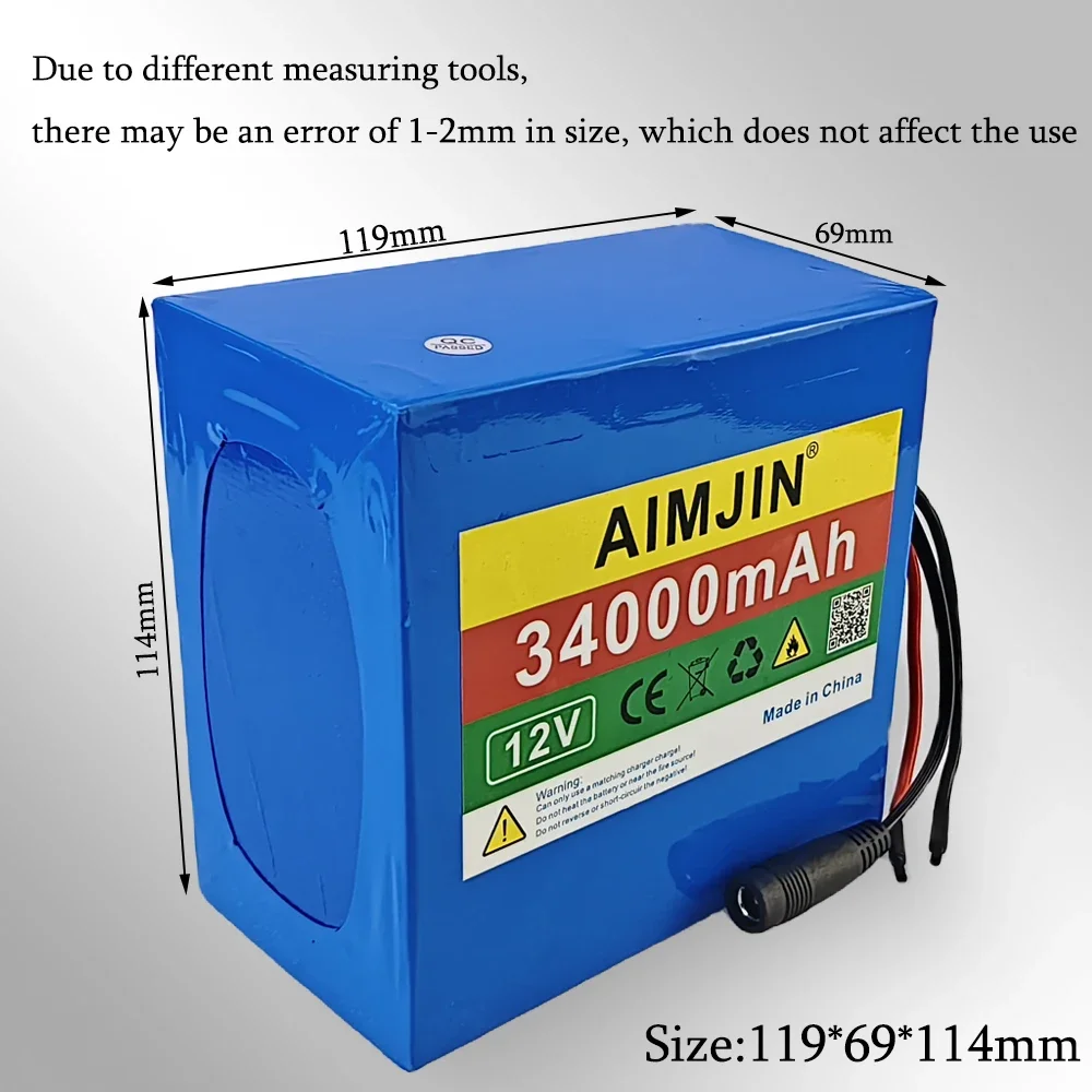 12 В 34AH 18650 3S1 2P литиевый аккумулятор большой емкости тянущийся динамик плеер