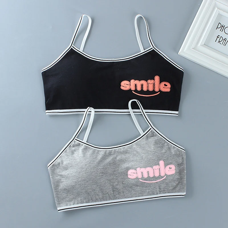 

Girls Bra Solid Color Cotton Comfortable Bra Student Underwear Breathable Sports Vest Teen Underwear Puberty 8-16Y