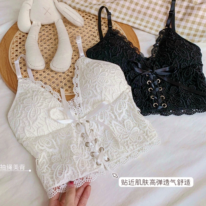 

Fashion Cropped Tops for Women White Corset Top Sexy Lace Tank Top with Pad Hot Erotic Croptop Femme Club Clothing Vest Lingerie