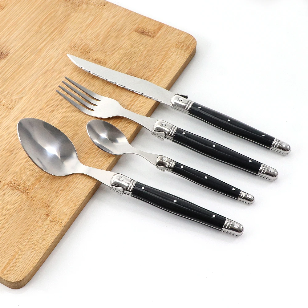 Steak Knives Forks Soup Spoons Teaspoons Ivory Black Color F