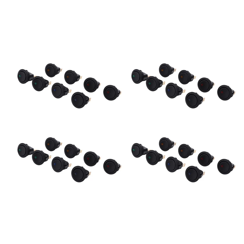 

32PCS LED Dot Light 12V Car Auto Boat Round Rocker ON/OFF TOGGLE SPST SWITCH