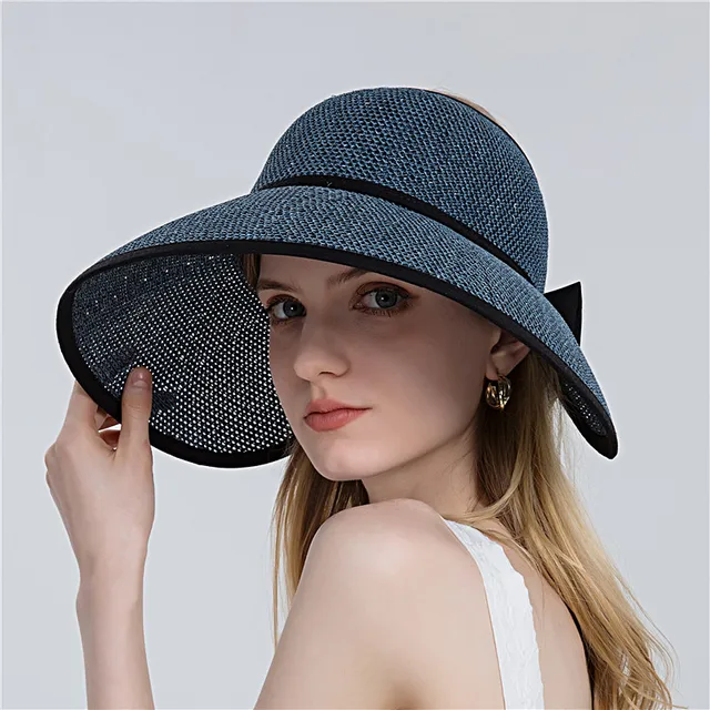 New Women Large Brim Straw Hat With Bow 