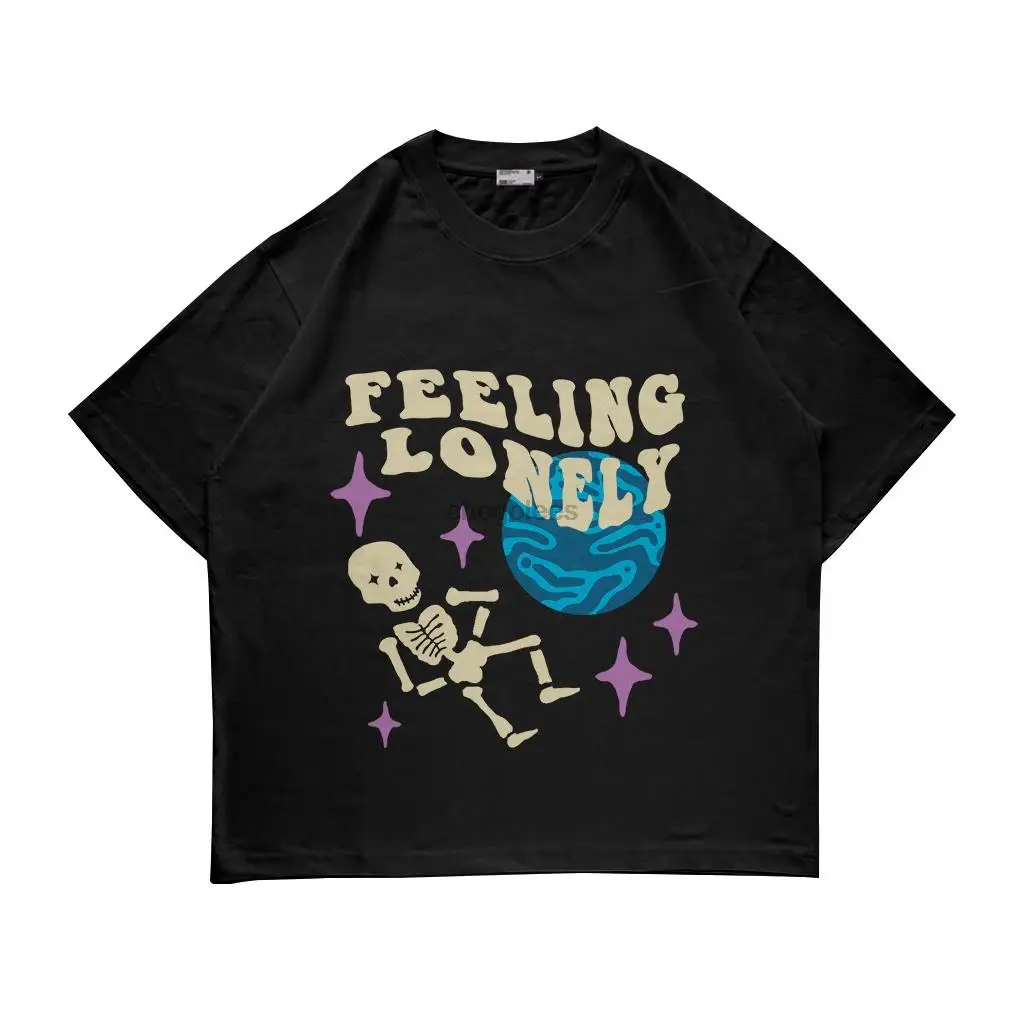 Футболка оверсайз черная одинокая унисекс KAOS HITAM