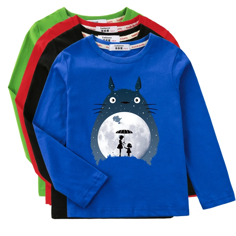 Aimi Lakana Kids Anime Costume Hayaeo Miyazaki Totoro T-shirt Boys Girls Long Sleeve Cotton Top Cartoon Tees