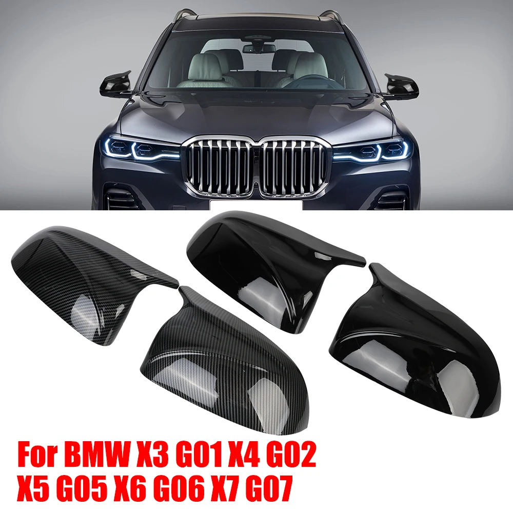 

Rearview Mirror Cover Cap Carbon Fiber Gloss Black For BMW X3 G01 X4 G02 X5 G05 X6 G06 X7 G07 M style 2 Pcs Replacement