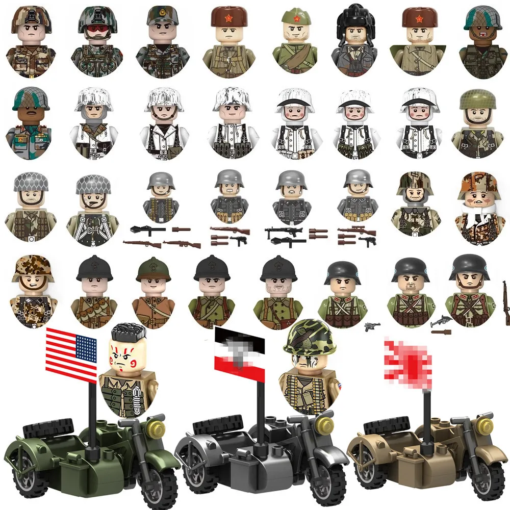 Конструктор Вторая мировая война Миниатюрные модели солдат пистолеты советская