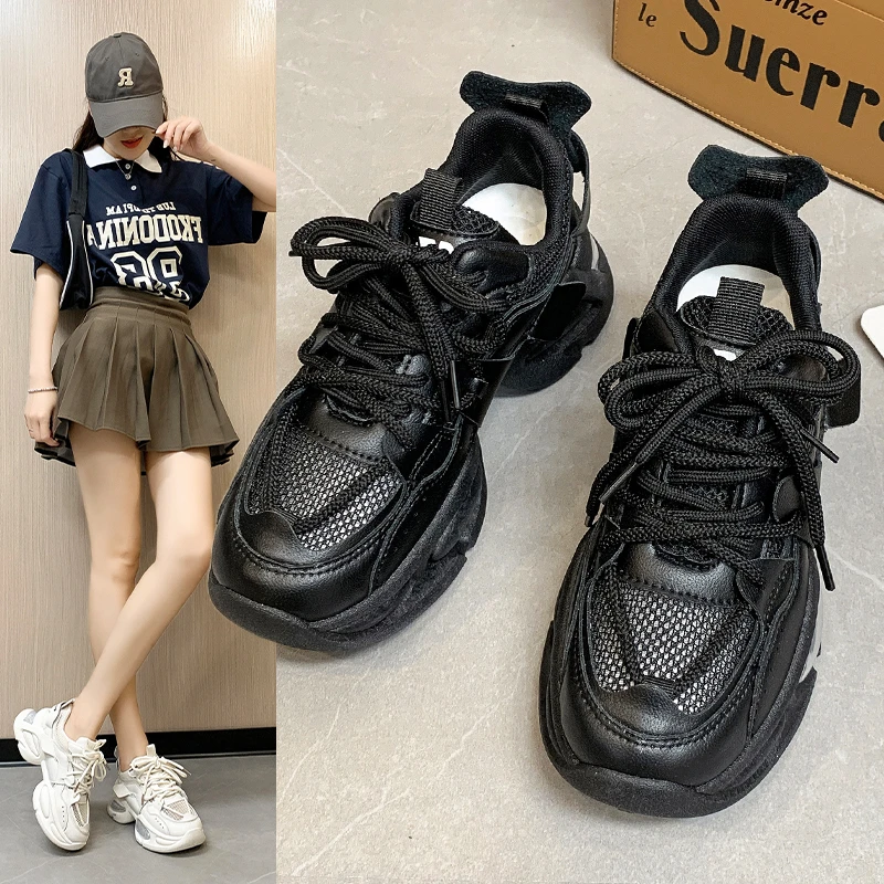 2023 Spring/Summer Thick Sports Shoes Platform Shoes Women's Wedge Casual Shoes Breathable Women's Fashion Outdoor Sports Shoes