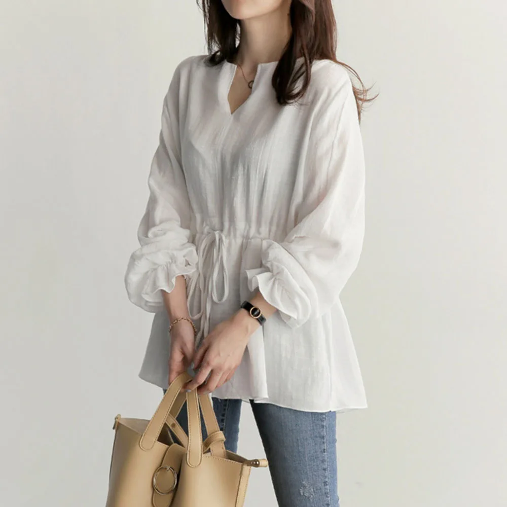 

Blouse For Women 2022 Spring French Girl Retro All-match White Shirt Niche Design Sense Super Fairy Temperament Ladies Tops