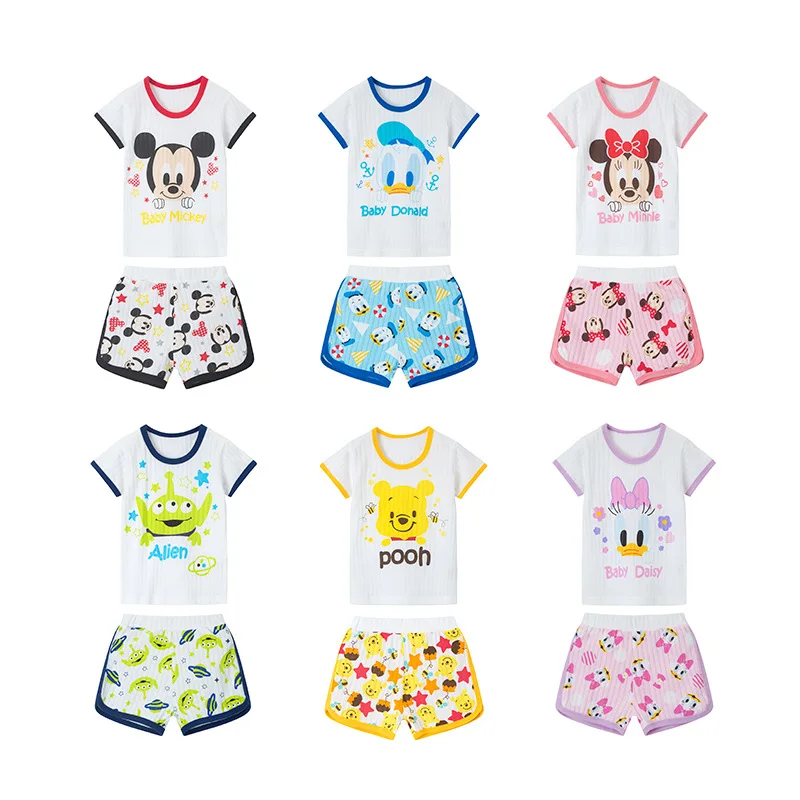 

Summer Children's Clothing Sets Boys sleepwear set Girls pajamas Breathable Short Sleeve T-Shirt Suit Small Children Cotton
