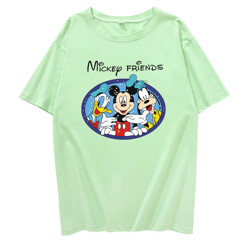

Disney S-4XL Oversized T-shirt for Women Men Couples Summer Print Mickey Short Sleeve Casual T Shirt Woman Man Streetwear Tops