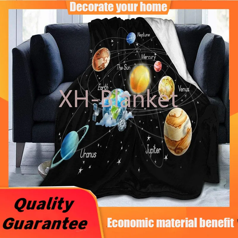 

Anti-pilling flannel Blanket Solar System Planets Stars And Milky Way Galay Space Ultra-Soft Micro Fleece Blanket Super Soft