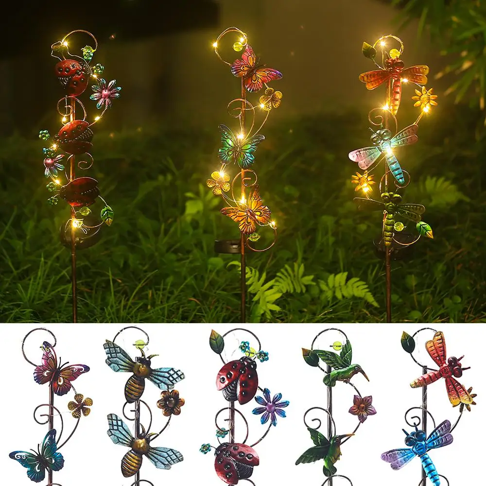 

Solar Garden Lawn Light Outdoor Decorative Butterfly Bee Art Lamp Etal Iron Waterproof IP65 Copper Wire Lamp Garden Yard Lawn