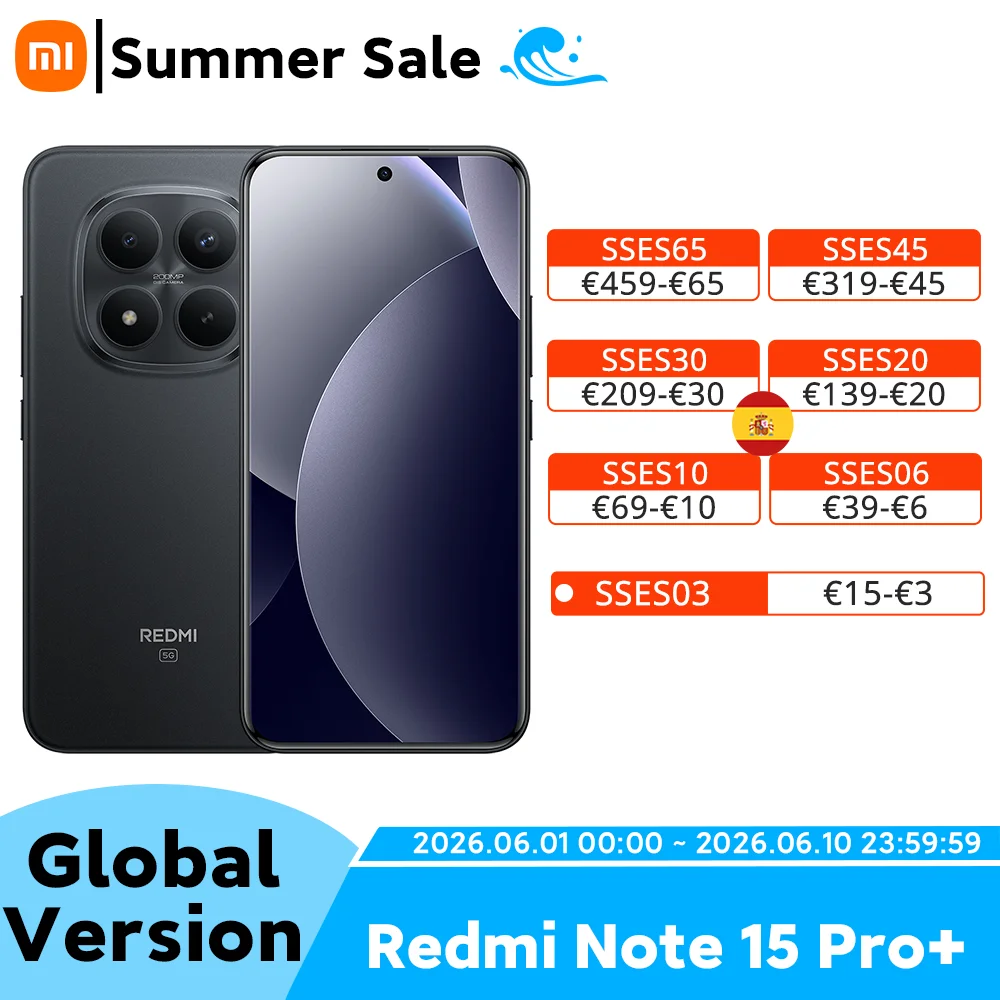 Redmi Note 15 Pro+ Global Version Smartphone 6500mAh 100W Battery Snapdragon 7s Gen 4 200MP OIS Main Camera Xiaomi Cellphone