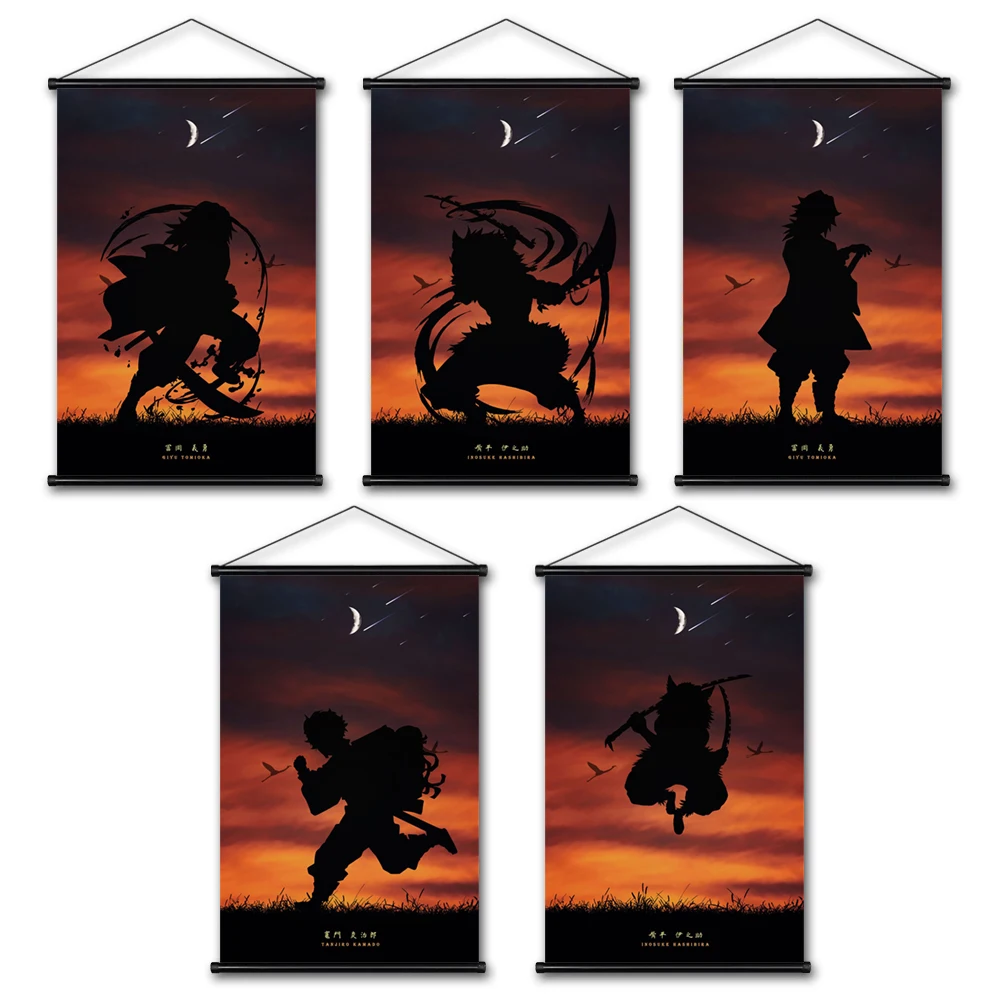 

Posters Scroll Kimetsu No Yaiba Canvas Tomioka Giyuu Pictures Hashibira Inosuke Art Wall Hanging Painting Home Decor Fans Gifts