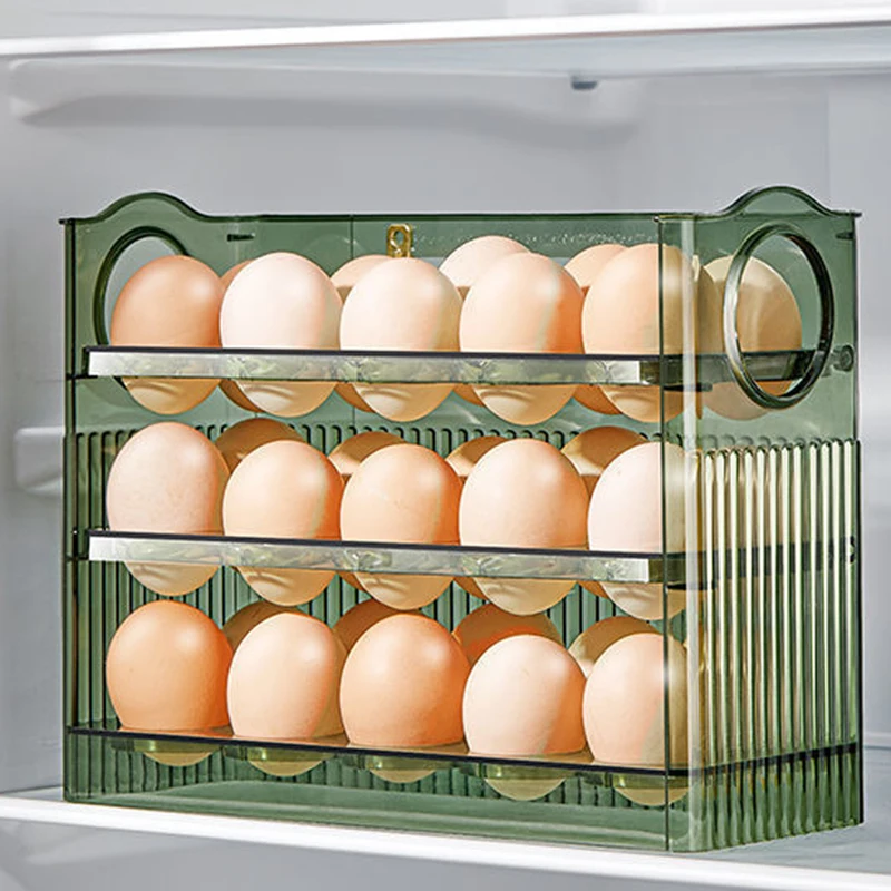 

Creative Egg Storage Box Reversible Organizer Rack Tabletop Refrigerator Hoder Storage 30 Eggs Kitchen Accessory with Time Scale