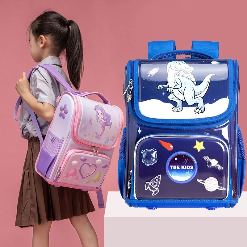 British Style New Girls Boys Students Cartoon Mermaid Unicorn Schoolbags Children Fashion PVC Cute Dinosaur Backpacks for Travel